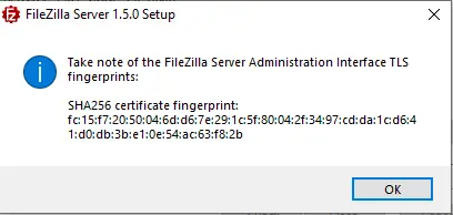 FileZilla SHA256 certificate fingerprint