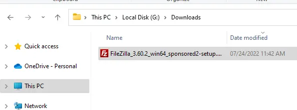 FileZilla client setup