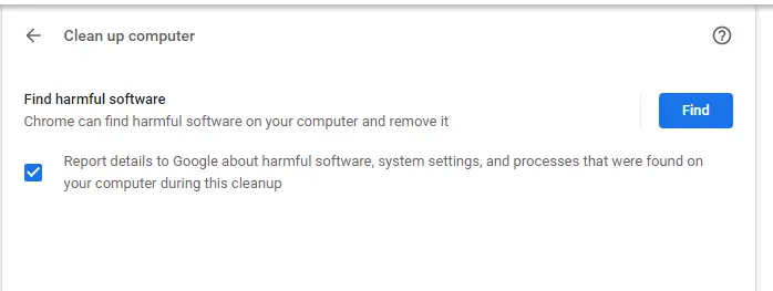 Find harmful software Chrome
