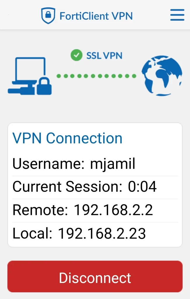 Forticlient VPN connected