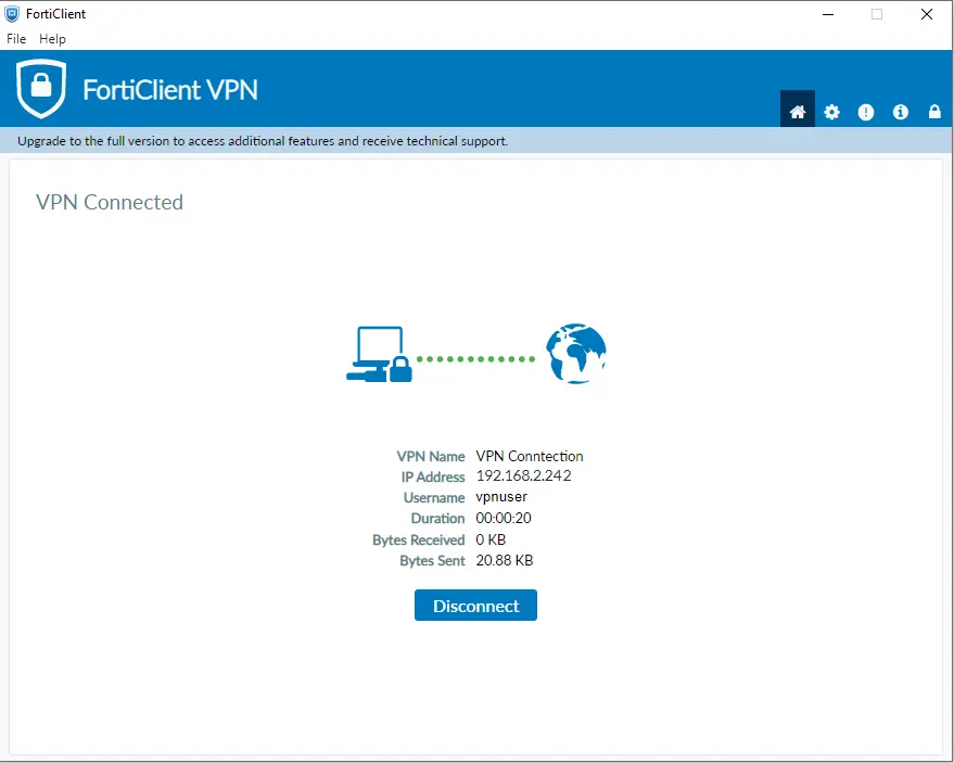 Forticlient VPN connected