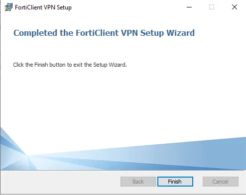 Forticlient vpn setup finish