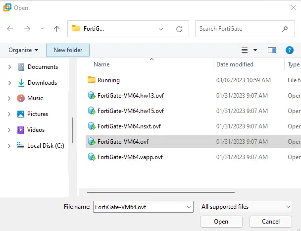 Fortigate VM deployment files