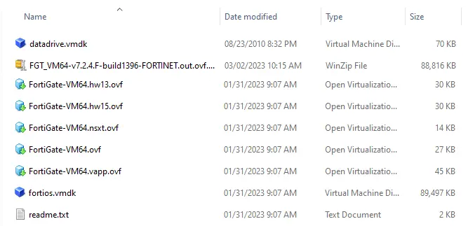 Fortigate VM deployment files