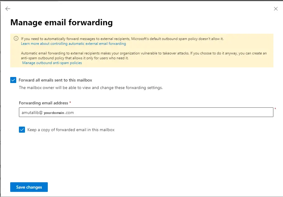 Forward Microsoft 365 email