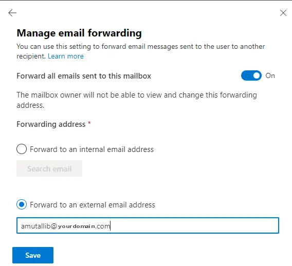 Forward email in Microsoft 365