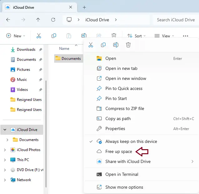 Free up space iCloud drive