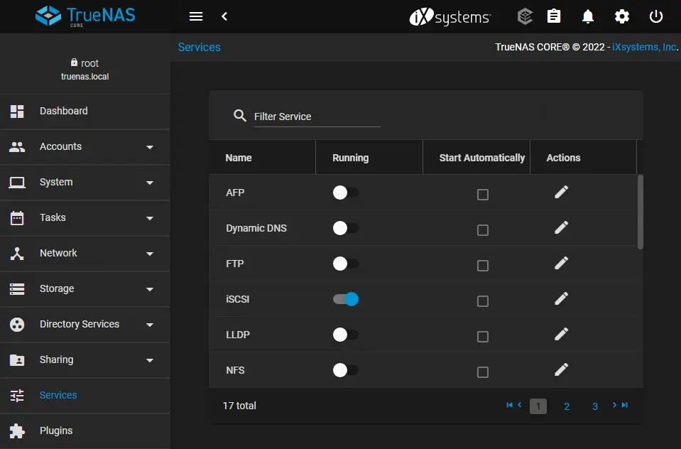 FreeNAS enable service iSCSI