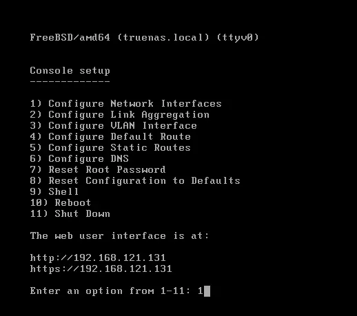 Freenas console setup