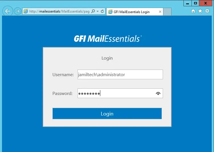 GFI MailEssentials login