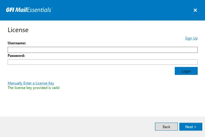GFI Mailessentials enter license key