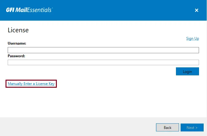 GFI Mailessentials enter license key