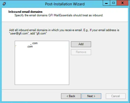 GFI post installation SMTP servers