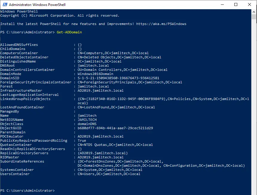 Get-ADDomain PowerShell