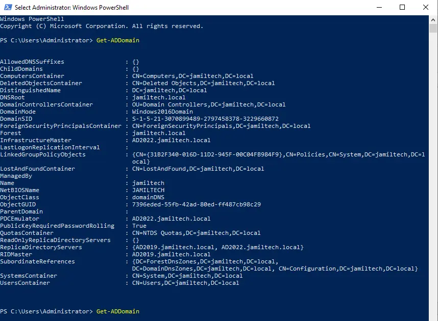 Get-ADdomain PowerShell