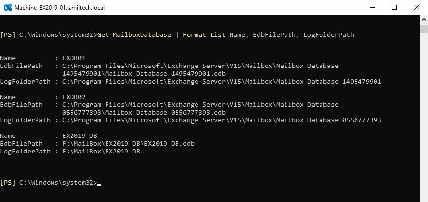 Get-mailboxdatabase command
