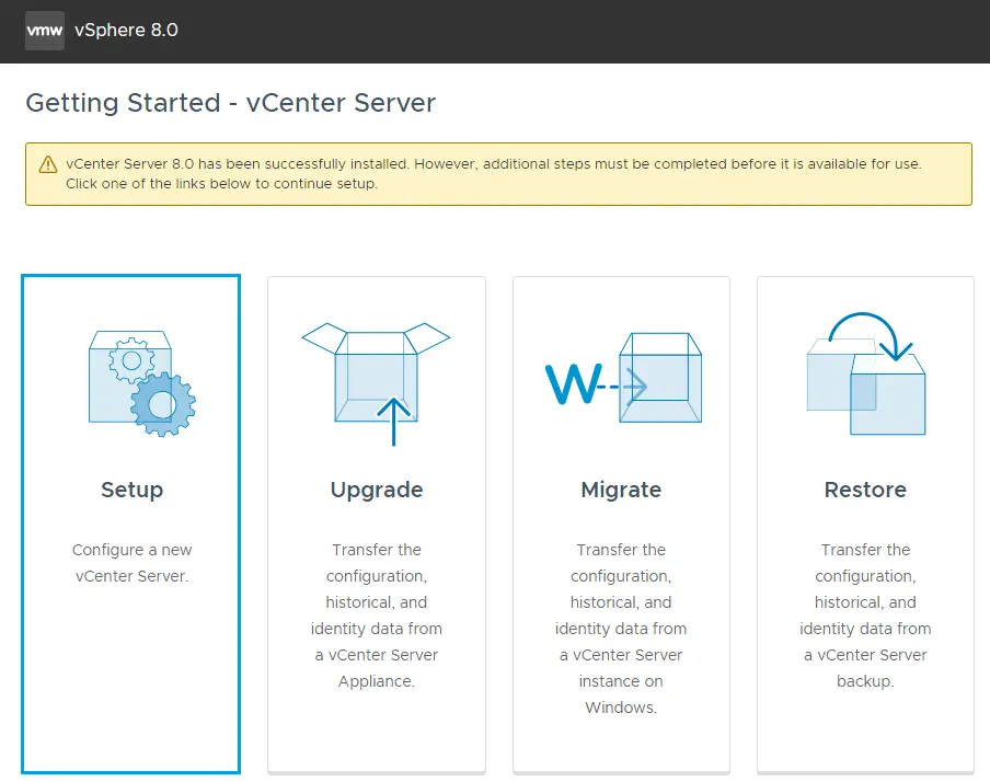 Getting Started – vCenter Server setup