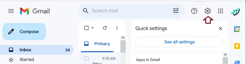 Gmail account settings icon