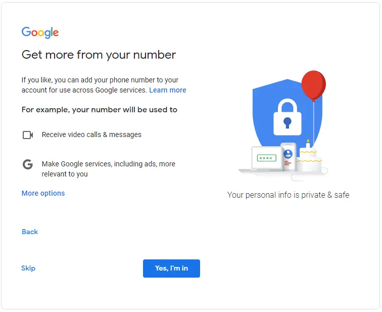 Gmail get more from your number