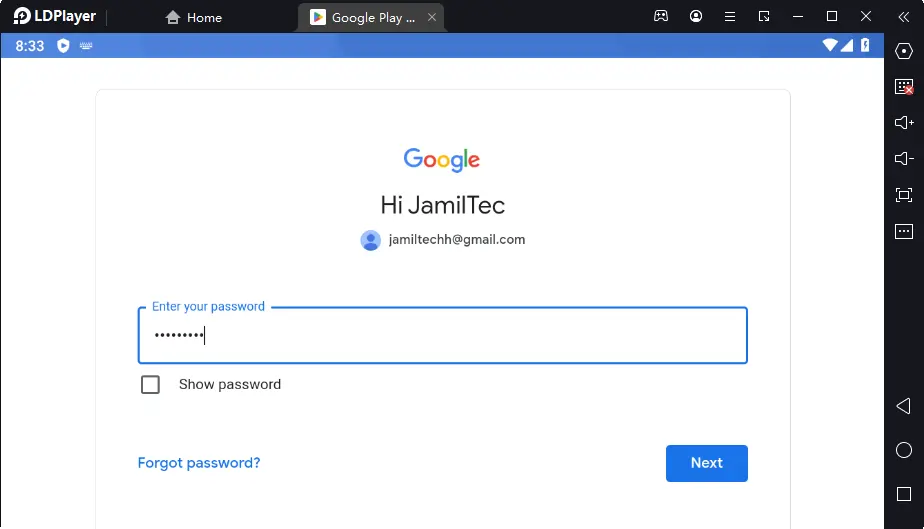 Gmail password LDPlayer 9