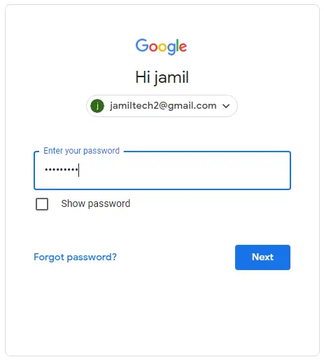 Google Gmail password