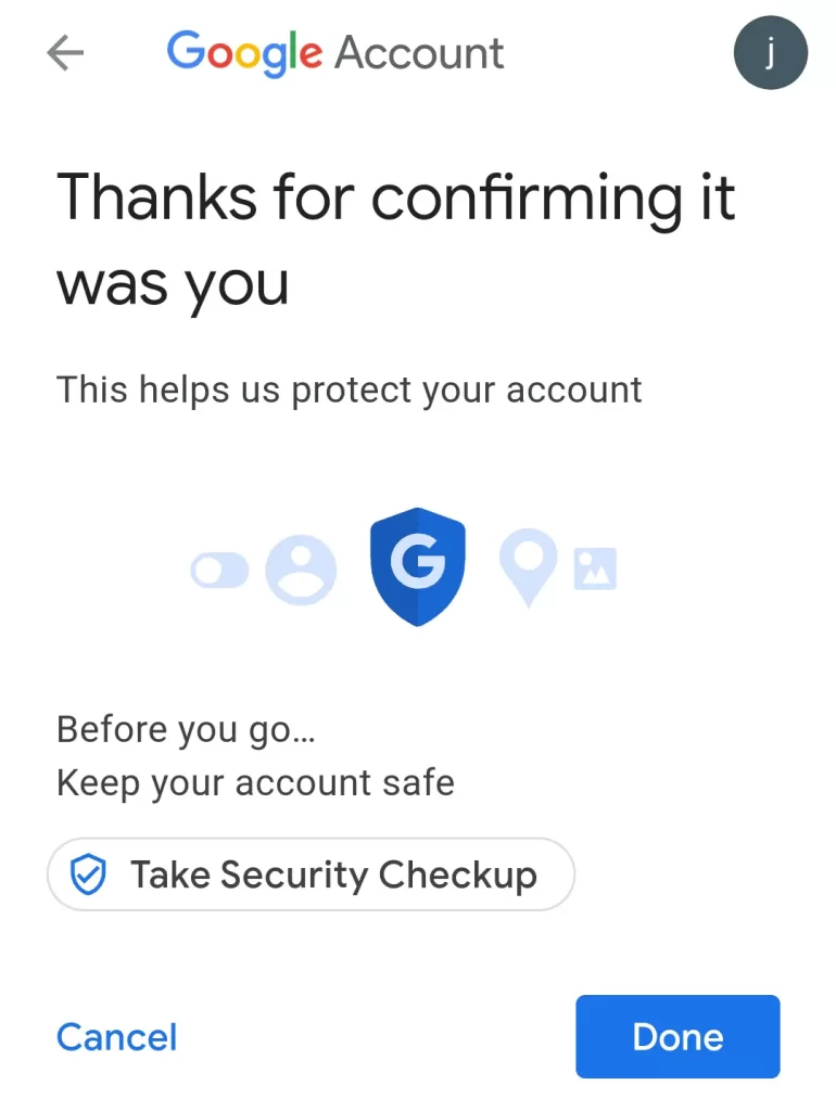 Google account thanks for confirming