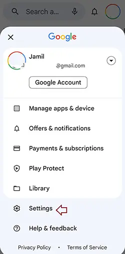 Google play store menu