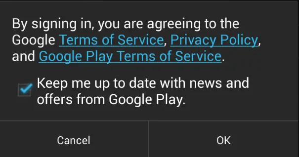 Google terms of service