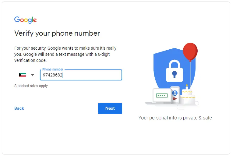 Google verify your phone number