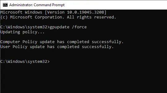 Gpupdate /force