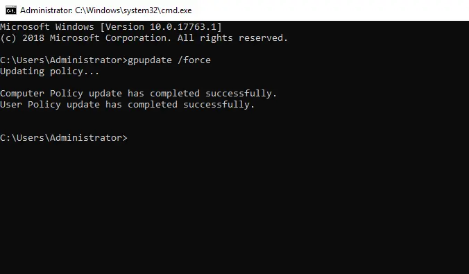 Gpupdate /force command