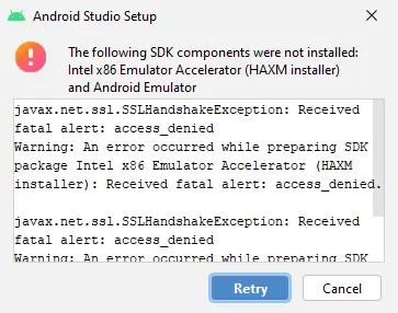 HAXM Installation Failed
