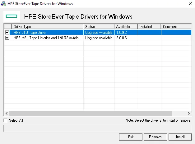 HPE StoreEver tape drivers for Windows