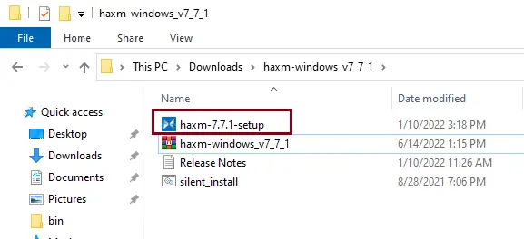 Haxm setup.exe file