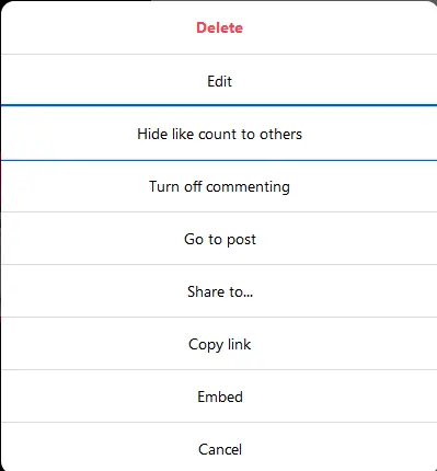 Hide like count to others on Instagram