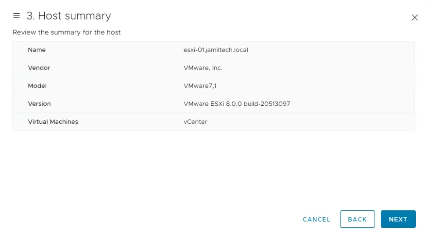 Add host summary of the host