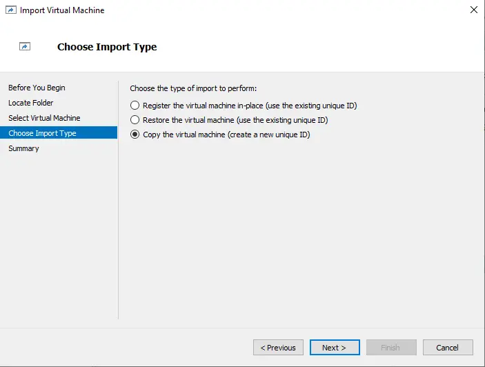 Hyper-V choose import type