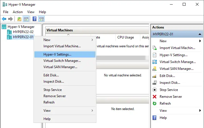 Hyper-V manager