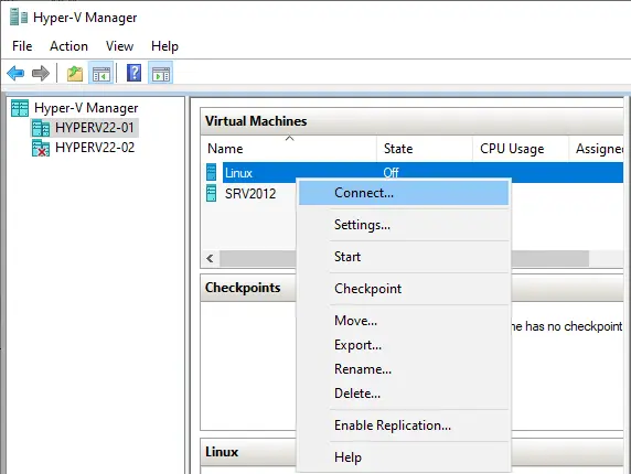 Hyper-V manager