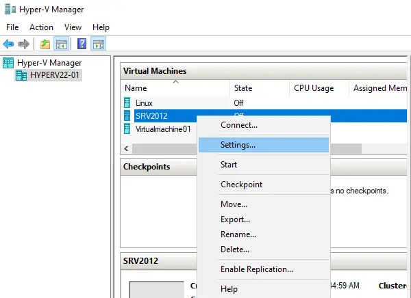 Hyper-V manager