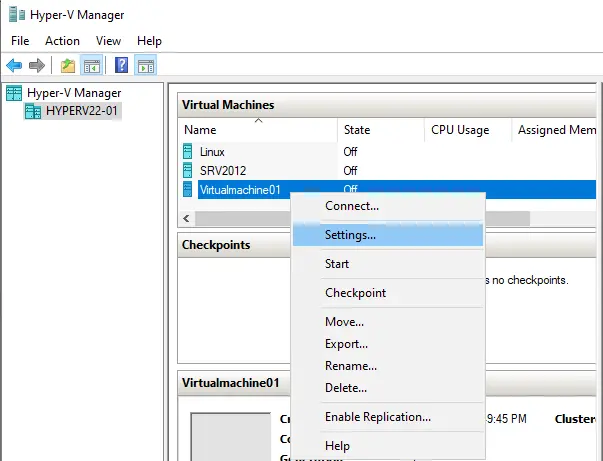 Hyper-V manager