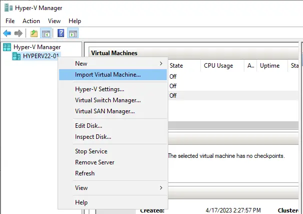 Hyper-V manager