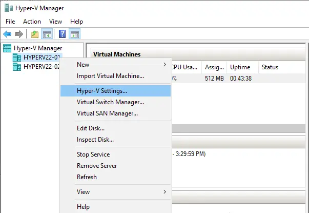 Hyper-V manager