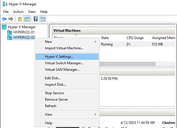 Hyper-V manager