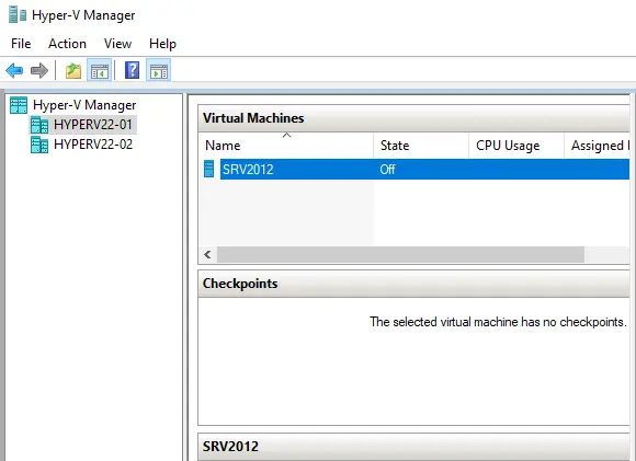 Hyper-V manager