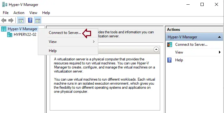 Hyper-V manager connect to server