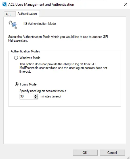 IIS authentication mode GFI