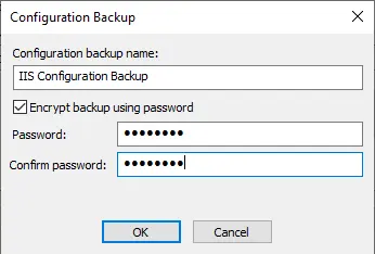 IIS configuration backup name