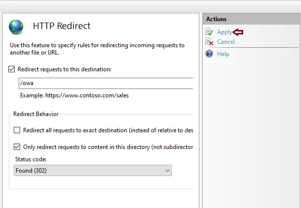 IIS manager HTTP redirect