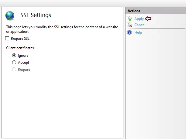 IIS manager SSL settings